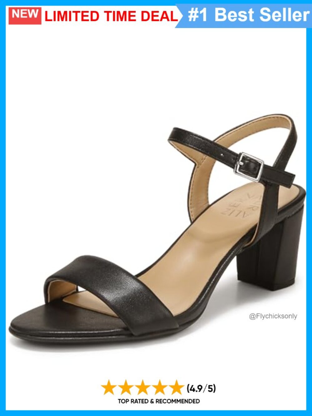 Naturalizer Bristol Heeled Sandal Block Heel Ankle Strap Open Toe Dress